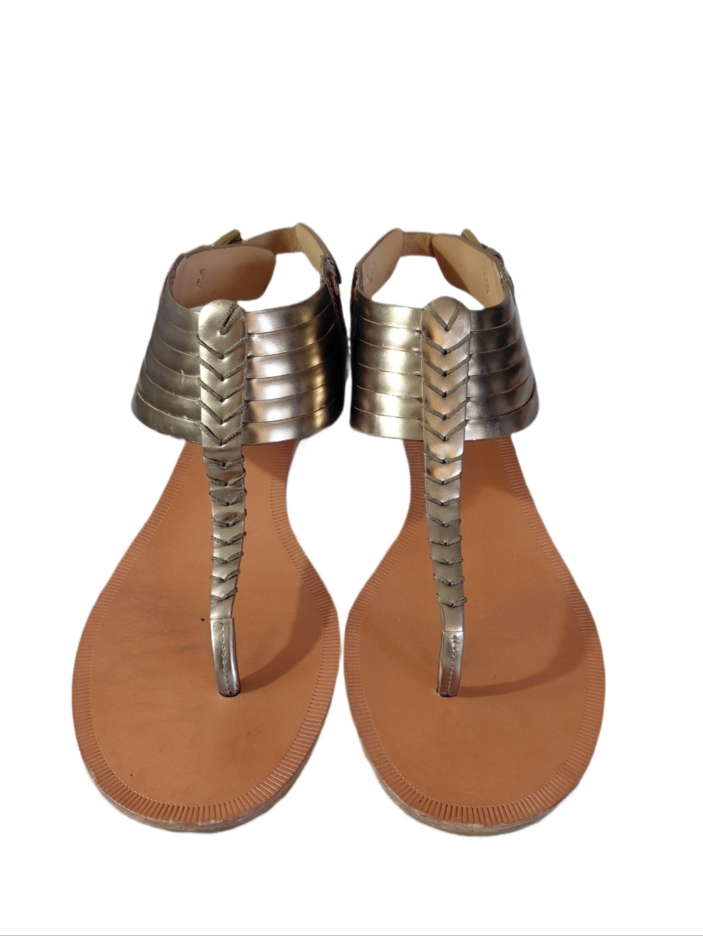 Coach India Metallic Gold T-Strap Sandals Size 7.5 - Picture 2 of 10